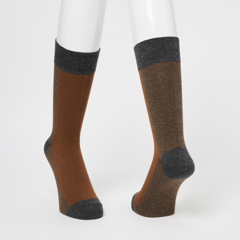 Brown Uniqlo Striped Men Socks | 6916009