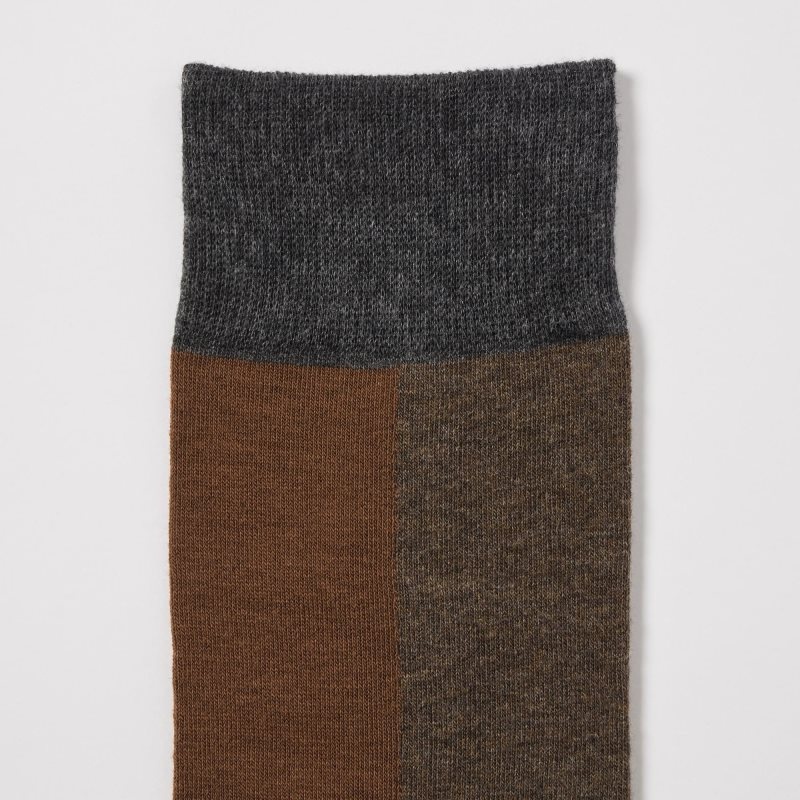 Brown Uniqlo Striped Men Socks | 6916009
