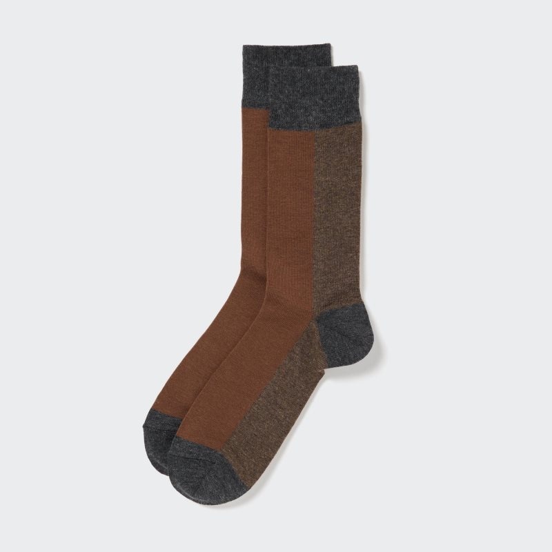 Brown Uniqlo Striped Men Socks | 6916009