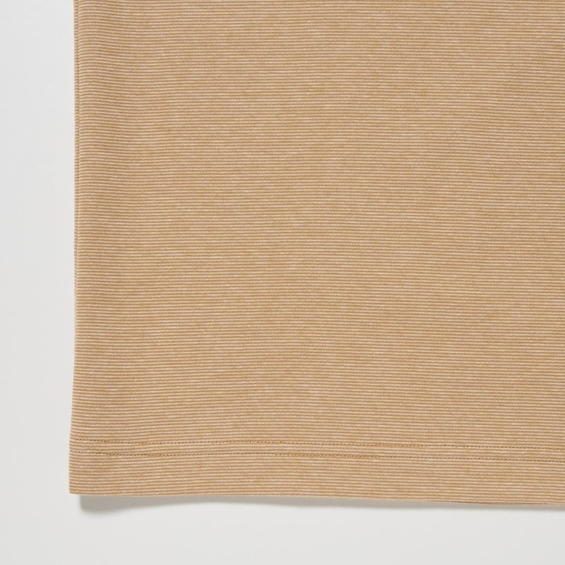 Brown Uniqlo U Airism Cotton Striped Crew Neck Oversized Men T Shirts | 7071921
