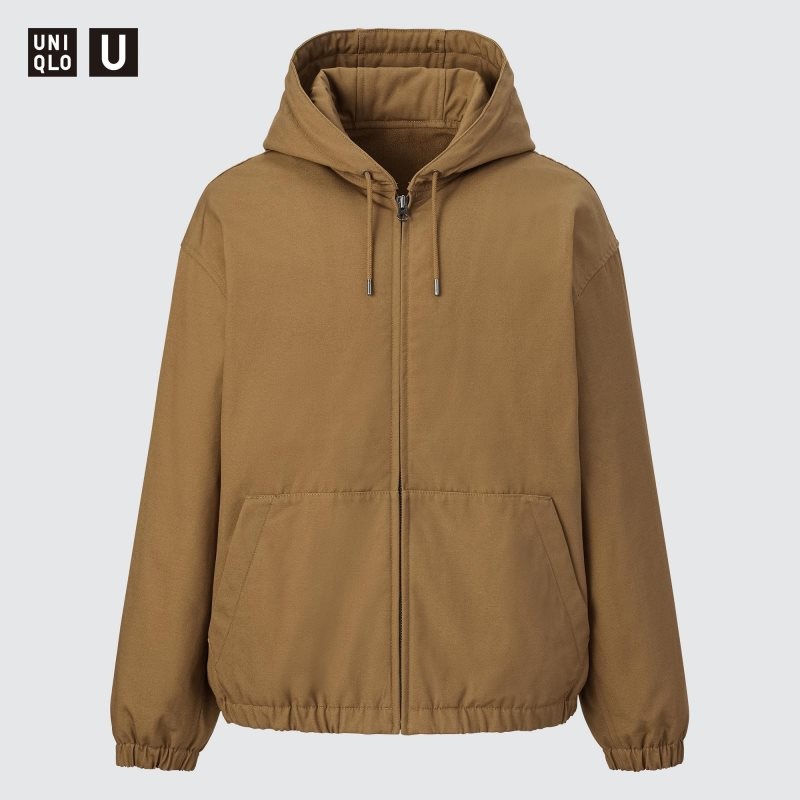 Brown Uniqlo U Zip-up Men Jackets | 2688786