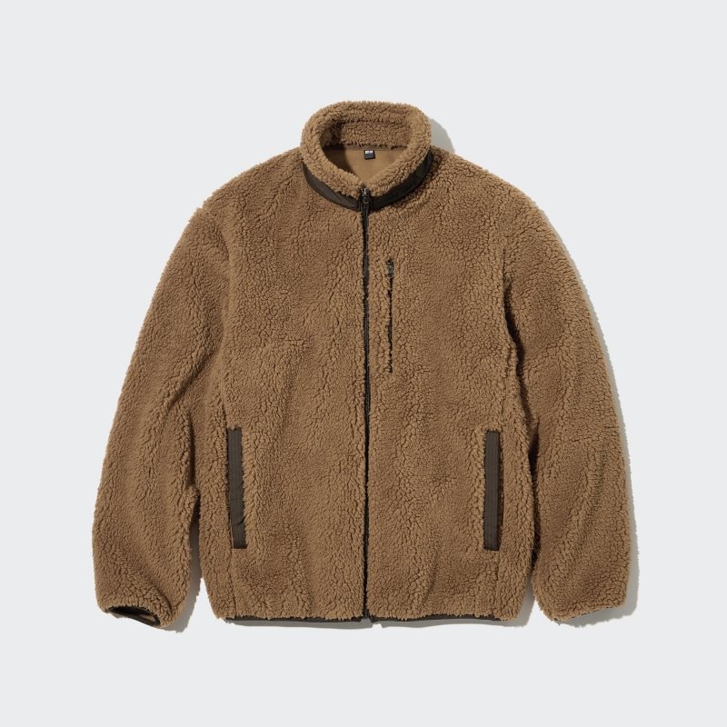 Brown Uniqlo Windproof Outer Fleece Men Jackets | 5194696