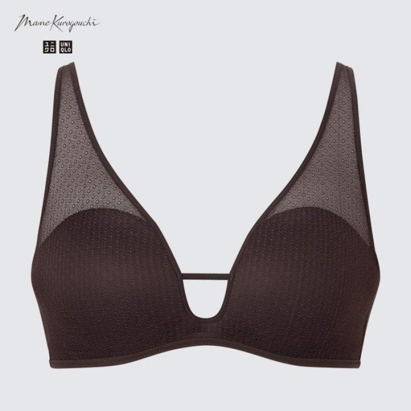 Brown Uniqlo Wireless Mesh Women Bras | 3789475