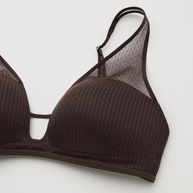 Brown Uniqlo Wireless Mesh Women Bras | 3789475