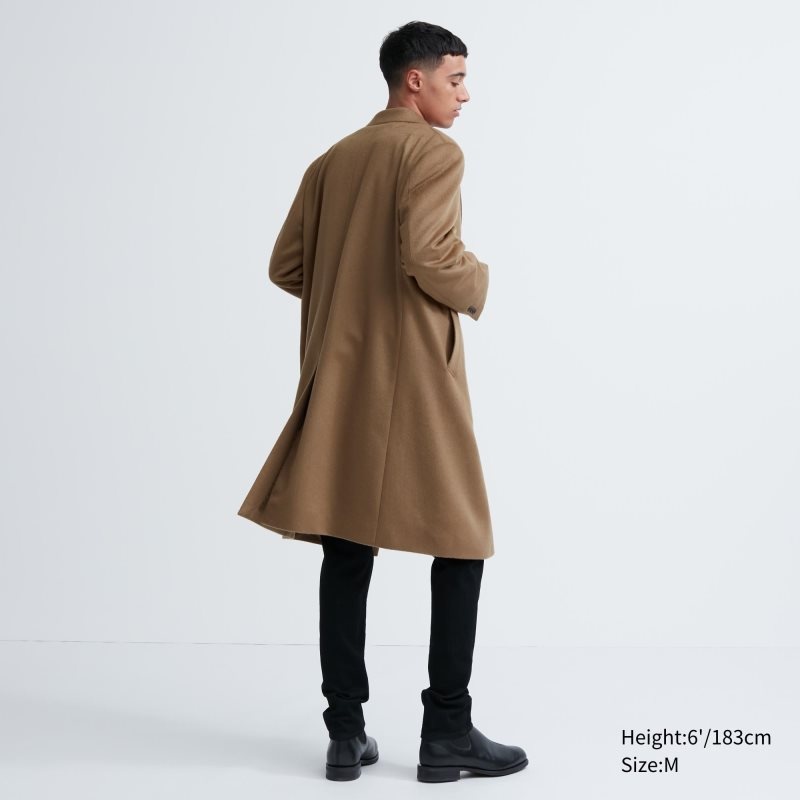 Brown Uniqlo Wool Cashmere Chesterfield Men Coats | 1809599