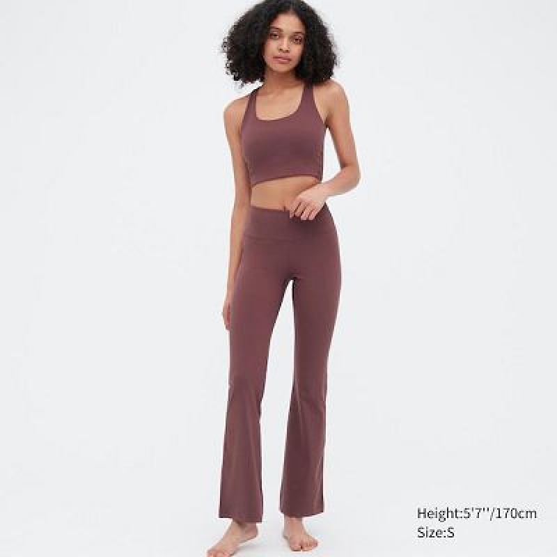 Burgundy Uniqlo AIRism Soft Flare Women Pants | 9186267