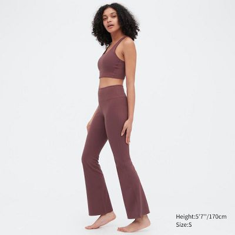Burgundy Uniqlo AIRism Soft Flare Women Pants | 9186267