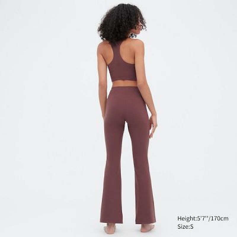 Burgundy Uniqlo AIRism Soft Flare Women Pants | 9186267