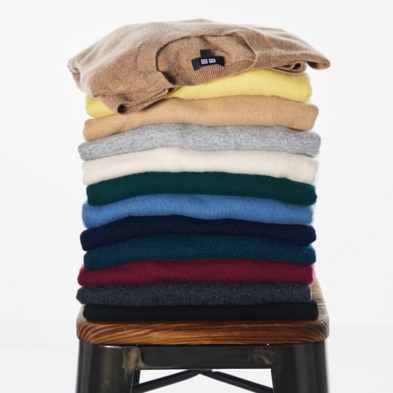 Burgundy Uniqlo Cashmere Crew Neck Long-sleeve Women Sweaters | 4905669