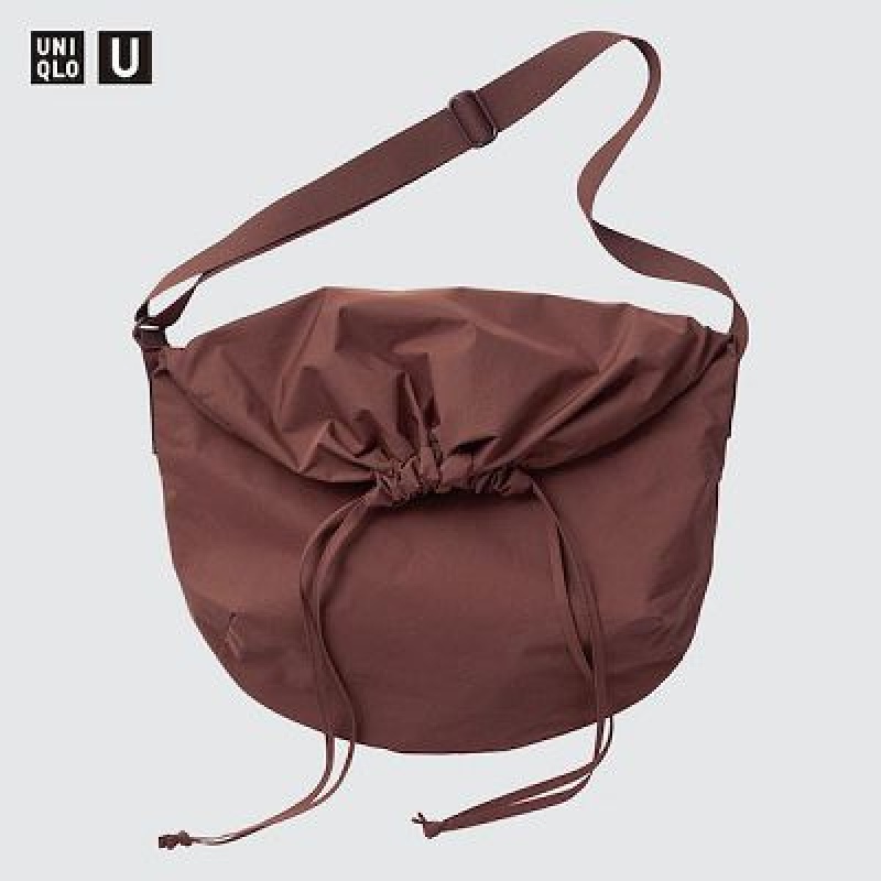 Burgundy Uniqlo Drawstring Women Tote Bags | 9455690