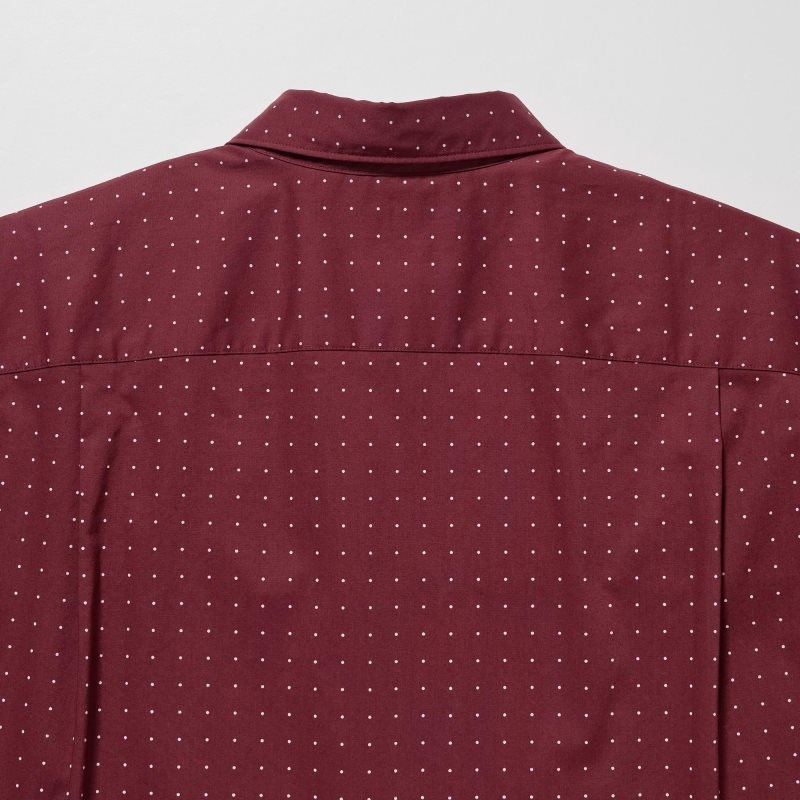 Burgundy Uniqlo Extra Fine Cotton Short-sleeve Men Shirts | 8767424