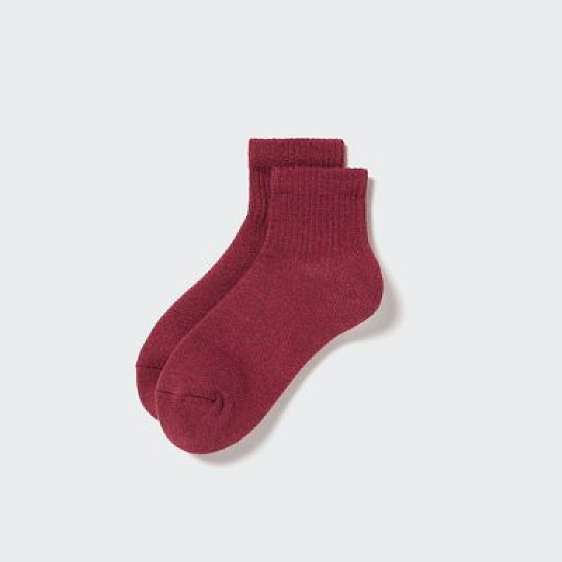 Burgundy Uniqlo HEATTECH Pile Half Women Socks | 2458719