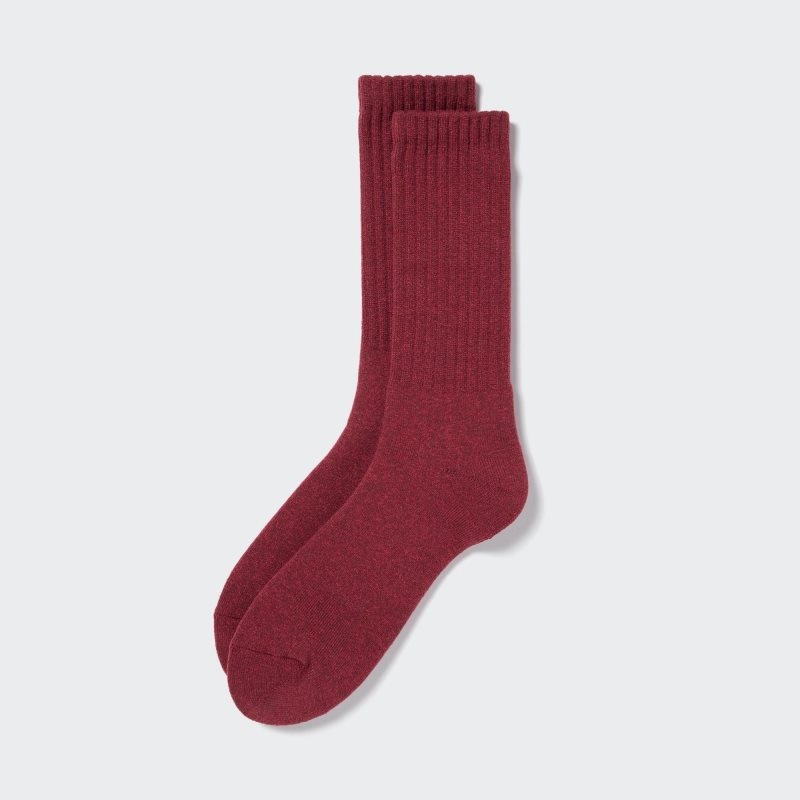 Burgundy Uniqlo HEATTECH Pile Men Socks | 5318679