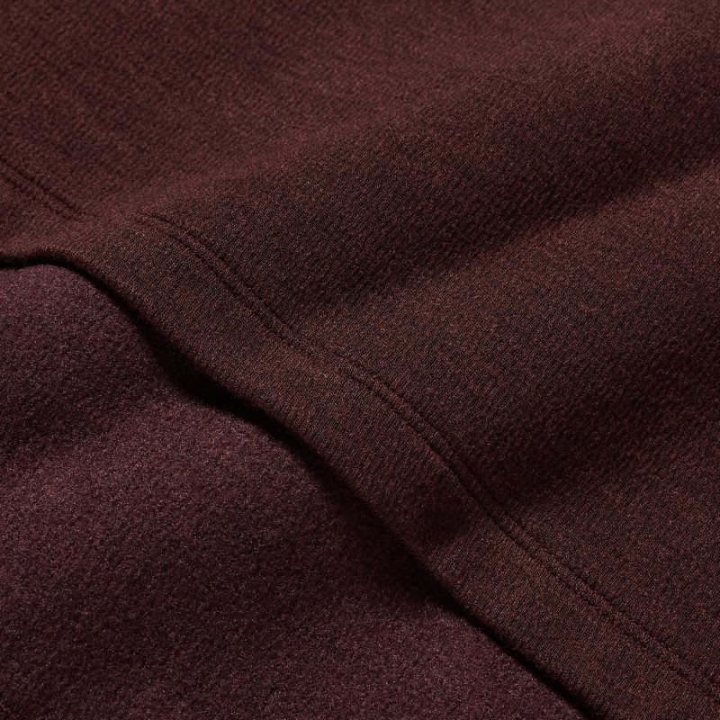 Burgundy Uniqlo HEATTECH Ultra Warm Crew Neck Long-Sleeve Men T Shirts | 7009058