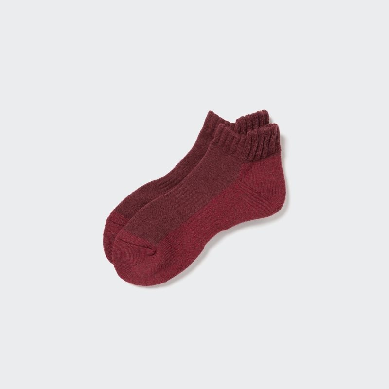 Burgundy Uniqlo Heattech Short Men Socks | 6865749