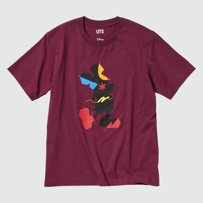 Burgundy Uniqlo Mickey Stands Ut Short-sleeve Graphic Men T Shirts | 3679888