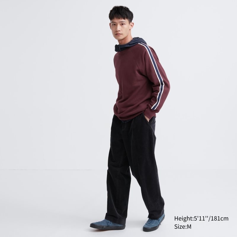 Burgundy Uniqlo Side-stripe Men Sweatshirts | 7744161
