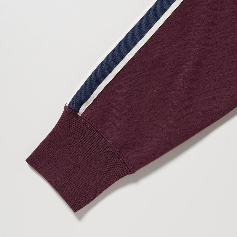 Burgundy Uniqlo Side-stripe Men Sweatshirts | 7744161