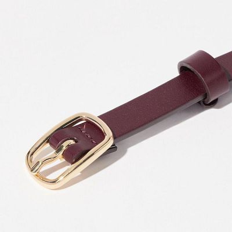 Burgundy Uniqlo Skinny Women Belts | 9902358