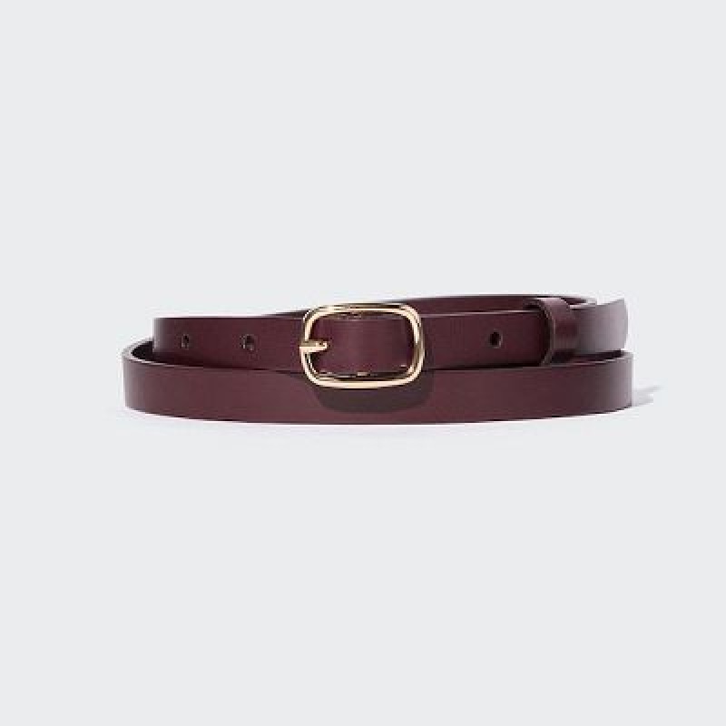 Burgundy Uniqlo Skinny Women Belts | 9902358