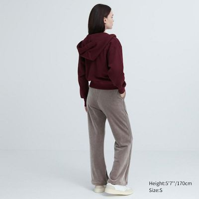 Burgundy Uniqlo Ultra Stretch Smooth Women Pants | 7693529