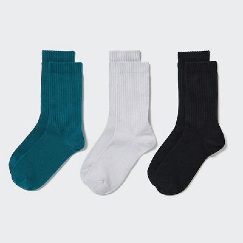 Green Uniqlo 3 Pack (Ribbed) Women Socks | 2812842