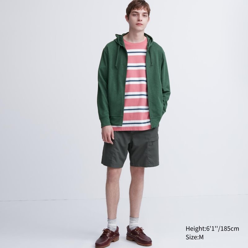 Green Uniqlo Airism Uv Protection Full-zip Men Hoodie | 4837461