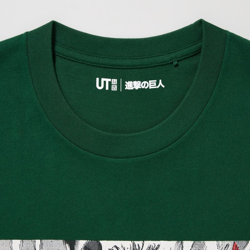 Green Uniqlo Attack On Titan Ut Short-sleeve Graphic Eren Transforms Into A Titan Men T Shirts | 4756713