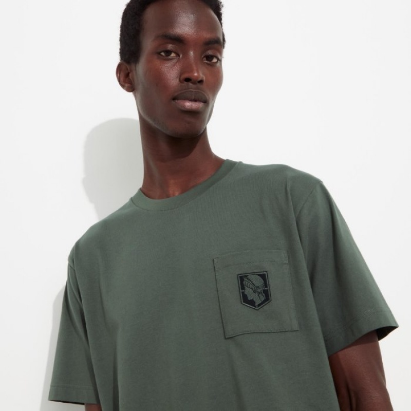 Green Uniqlo Attack on Titan UT Short-Sleeve Women T Shirts | 8976125