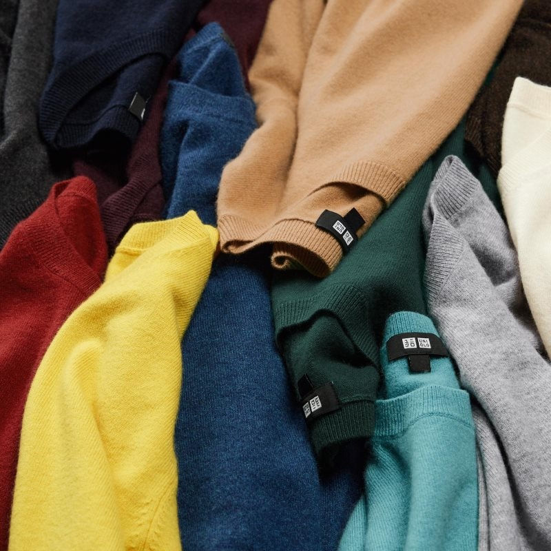 Green Uniqlo Cashmere Crew Neck Long-sleeve Men Sweaters | 9227751