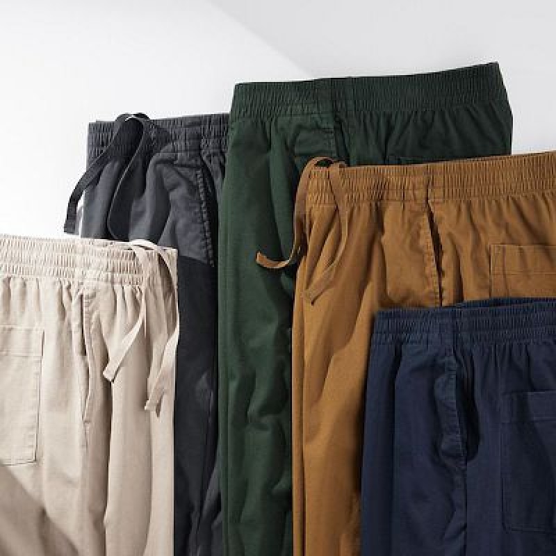 Green Uniqlo Cotton Relaxed Ankle Women Pants | 7632599