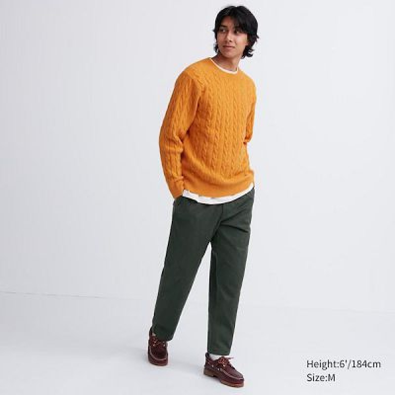 Green Uniqlo Cotton Relaxed Ankle Women Pants | 7632599