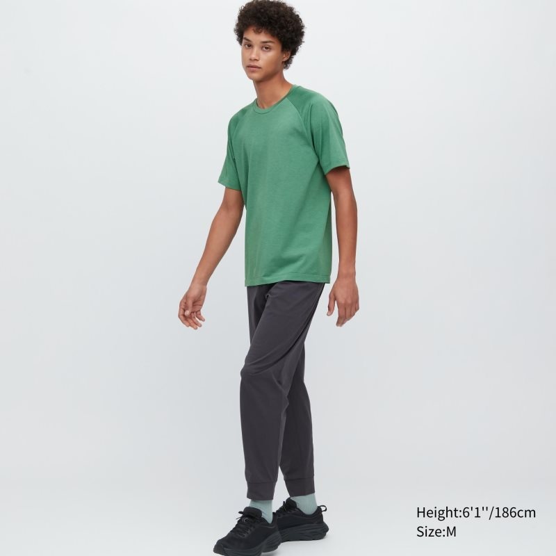 Green Uniqlo Dry-ex Crew Neck Short-sleeve Men T Shirts | 8193972