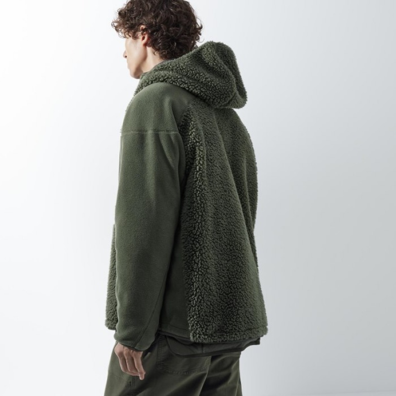 Green Uniqlo Fleece Full-Zip Long-Sleeve Women Hoodie | 6580937