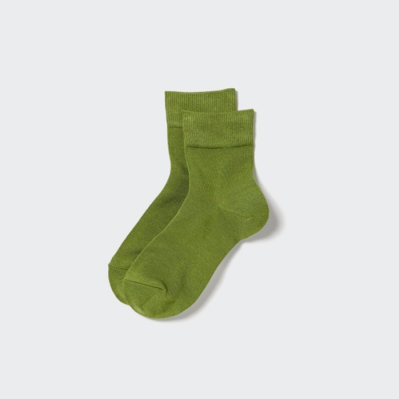 Green Uniqlo HEATTECH Crew Relax Women Socks | 7757981