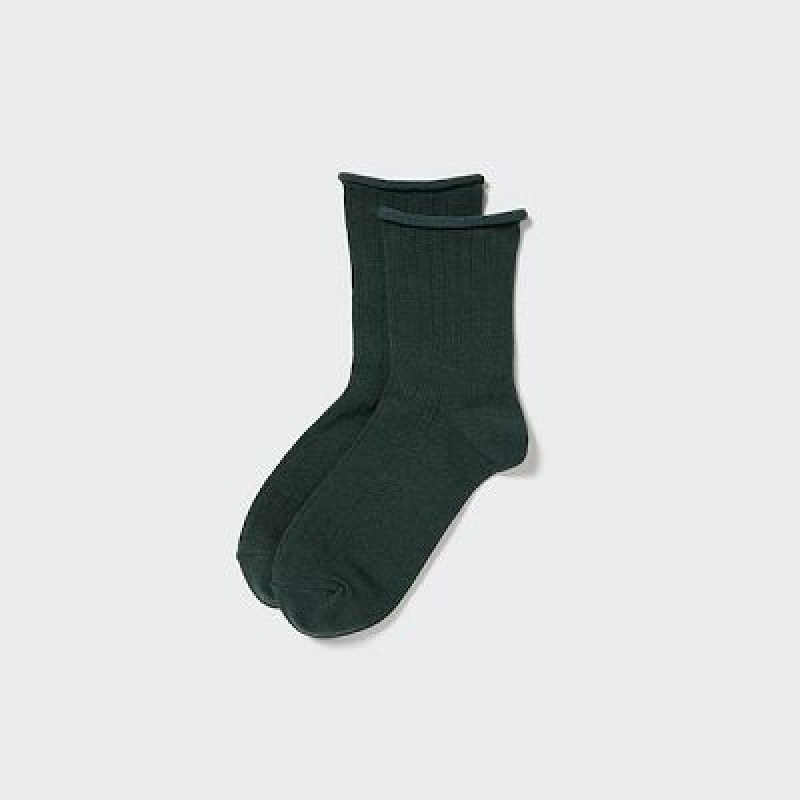 Green Uniqlo HEATTECH Crew Women Socks | 4128551