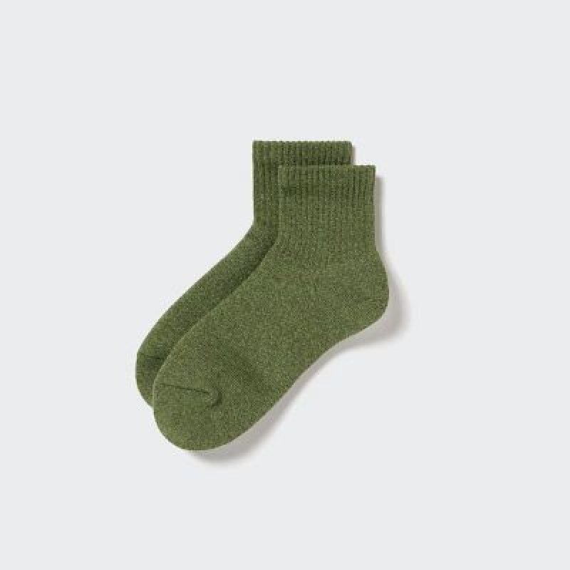 Green Uniqlo HEATTECH Pile Half Women Socks | 203815