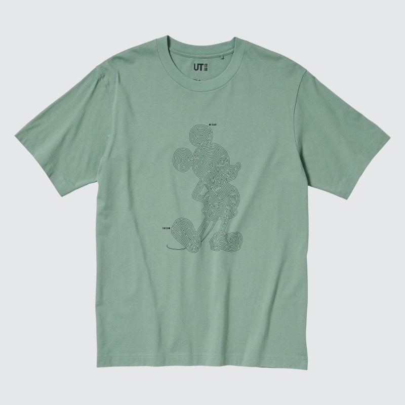 Green Uniqlo Mickey Stands Ut Short Sleeve Graphic Men T Shirts | 8757576