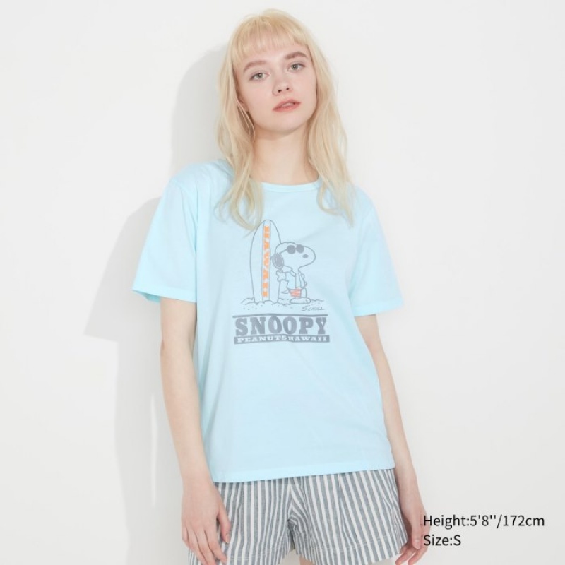 Green Uniqlo Peanuts Hawaii UT Short-Sleeve Women T Shirts | 1078345