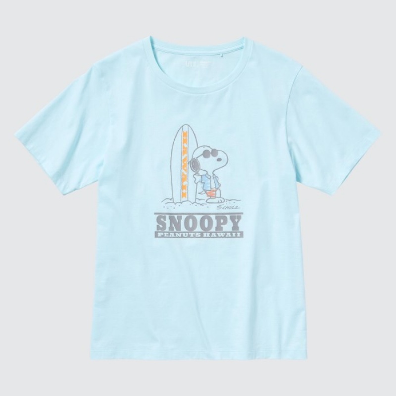 Green Uniqlo Peanuts Hawaii UT Short-Sleeve Women T Shirts | 1078345