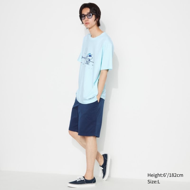 Green Uniqlo Peanuts Hawaii Ut Short Sleeve Graphic Men T Shirts | 163972