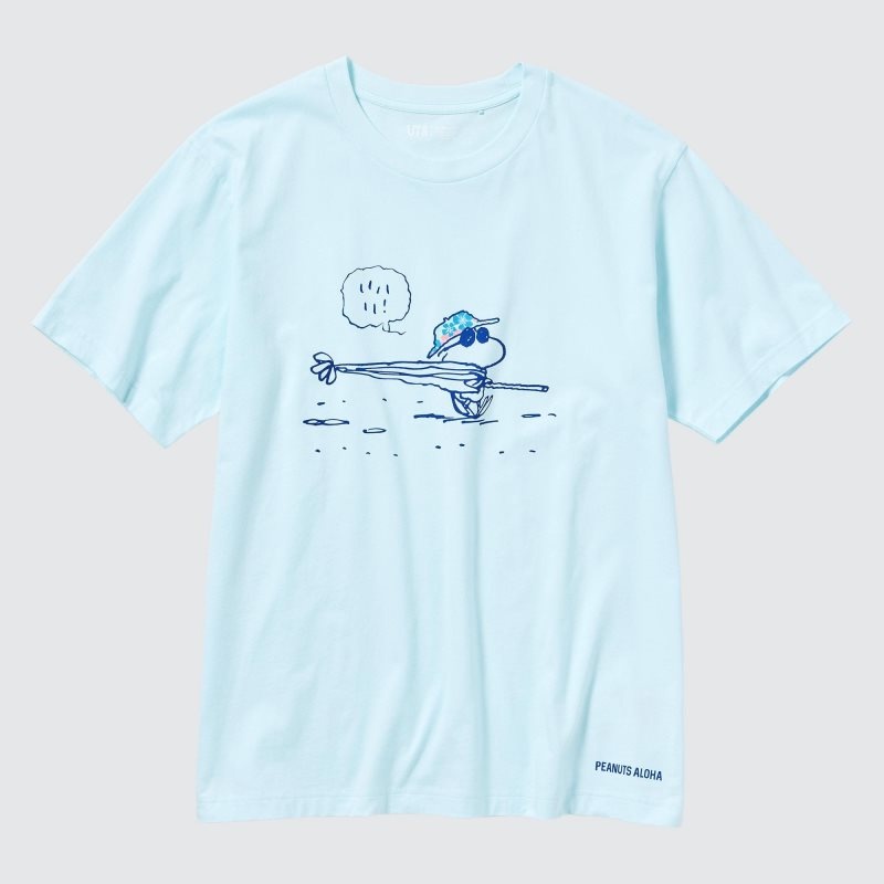 Green Uniqlo Peanuts Hawaii Ut Short Sleeve Graphic Men T Shirts | 163972