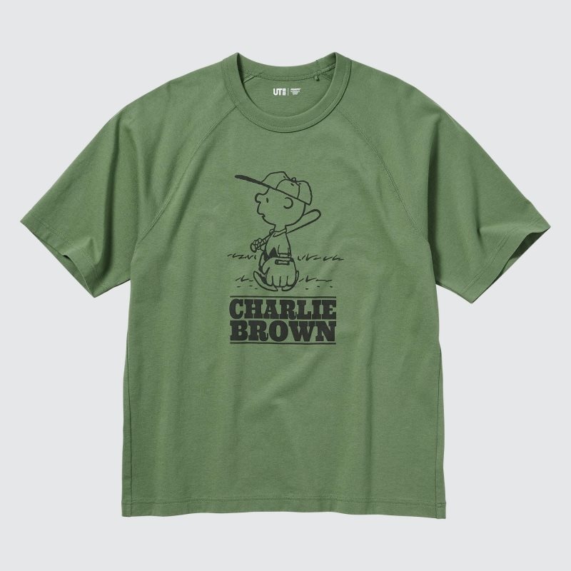 Green Uniqlo Retro Peanuts Ut Oversized Short-sleeve Graphic Men T Shirts | 4983222