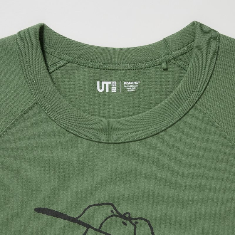 Green Uniqlo Retro Peanuts Ut Oversized Short-sleeve Graphic Men T Shirts | 4983222