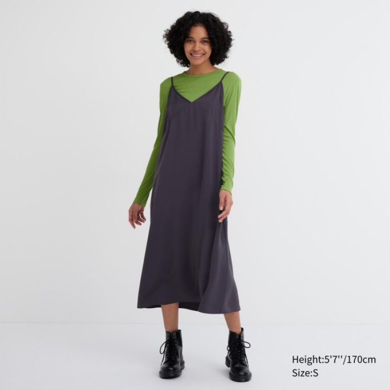 Green Uniqlo Sheer Jersey Crew Neck Long-Sleeve Women T Shirts | 5083267
