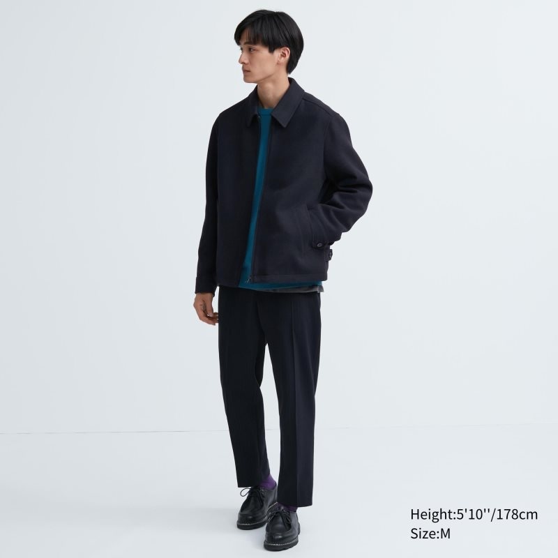 Green Uniqlo Single Collar Short Men Jackets | 7439229