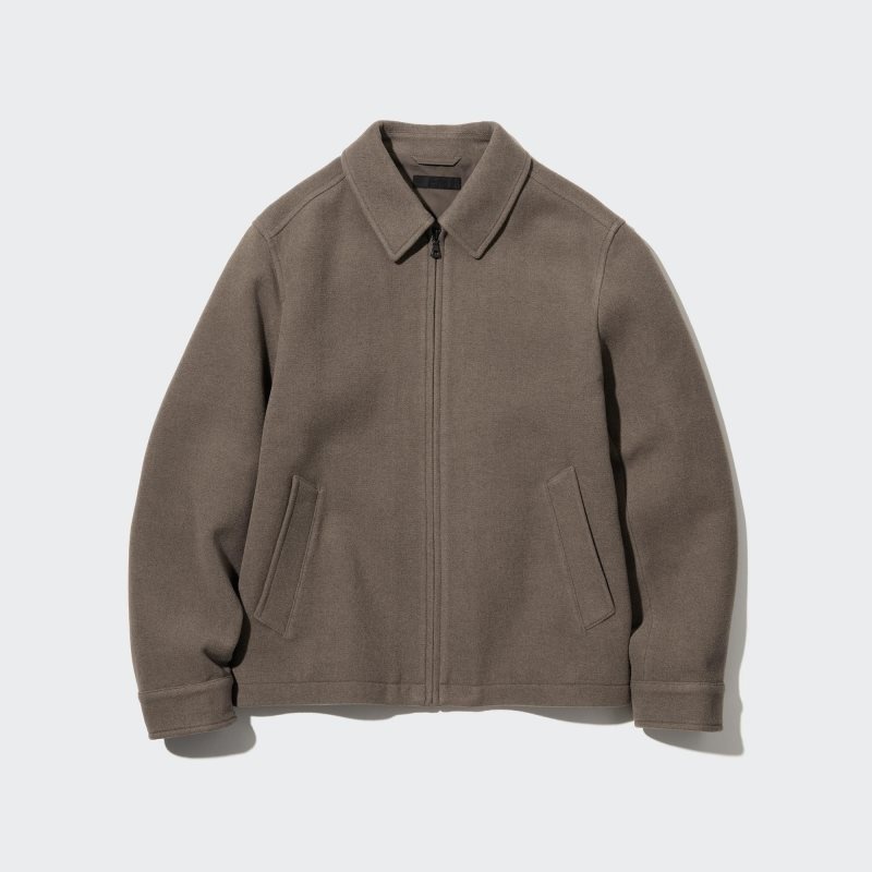 Green Uniqlo Single Collar Short Men Jackets | 7439229