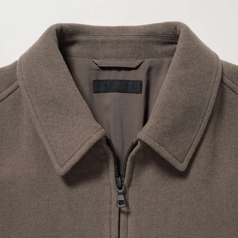 Green Uniqlo Single Collar Short Men Jackets | 7439229