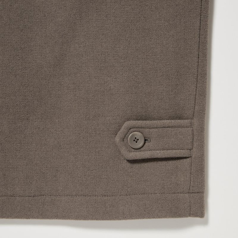 Green Uniqlo Single Collar Short Men Jackets | 7439229