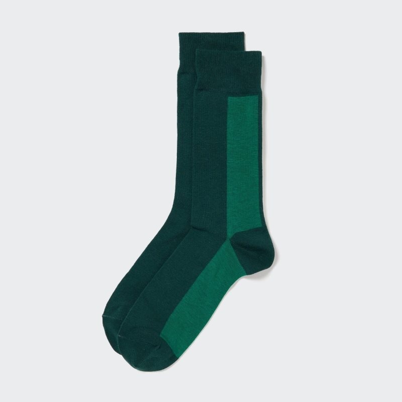 Green Uniqlo Striped Men Socks | 5922606